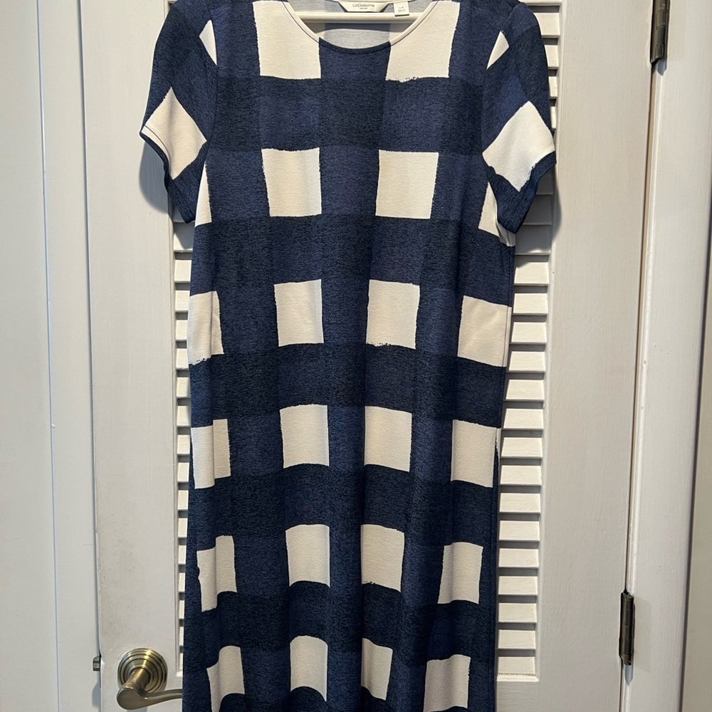Liz Claiborne Navy and White Women’s Patterned Dress